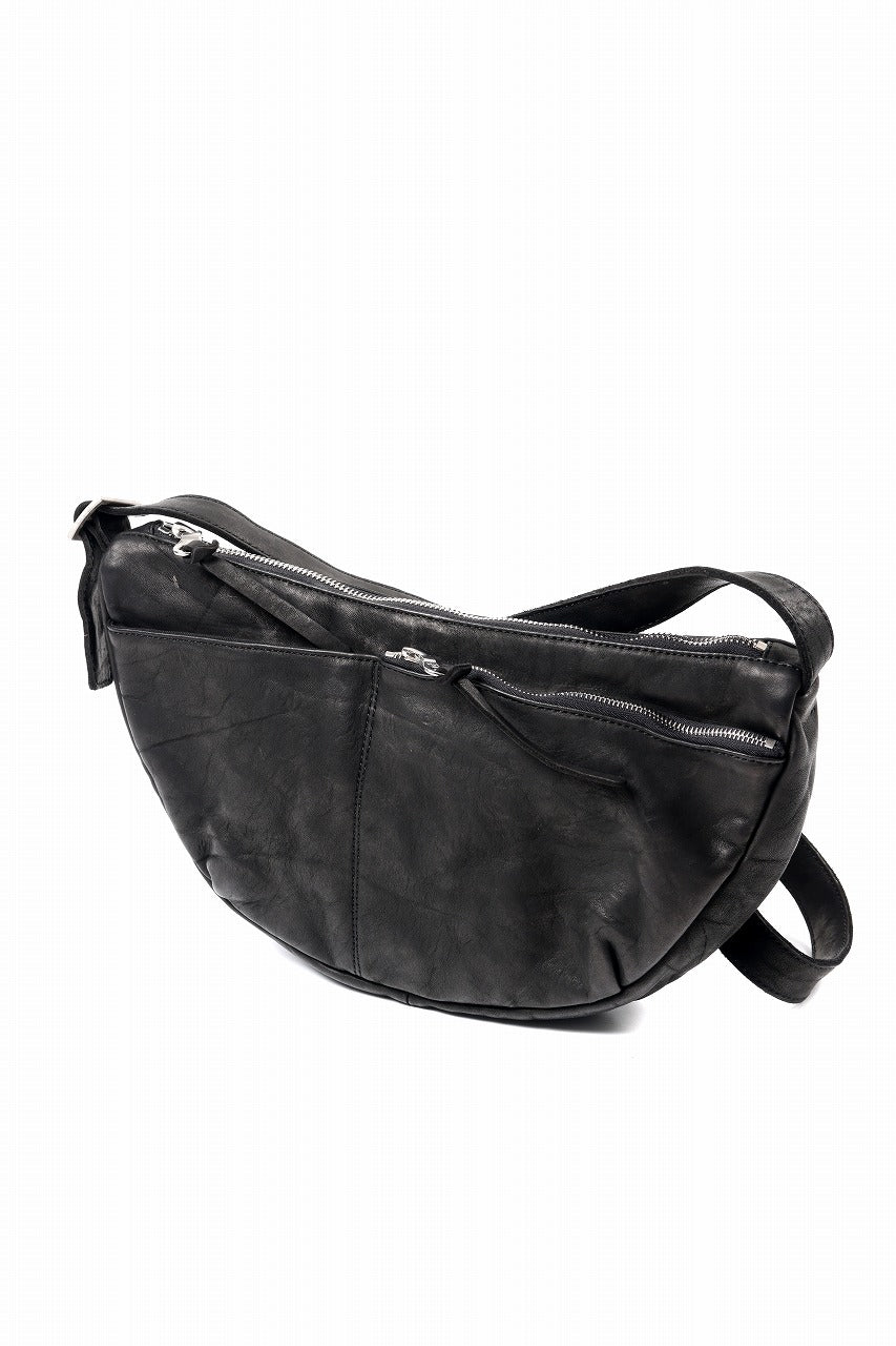 ISAMU KATAYAMA BACKLASH SHOULDER BAG / OBJECT DYED DOUBLE SHOULDER LEATHER (BLACK)