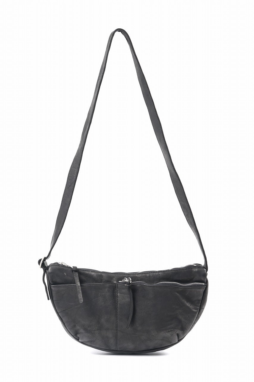 ISAMU KATAYAMA BACKLASH SHOULDER BAG / OBJECT DYED DOUBLE SHOULDER LEATHER (BLACK)