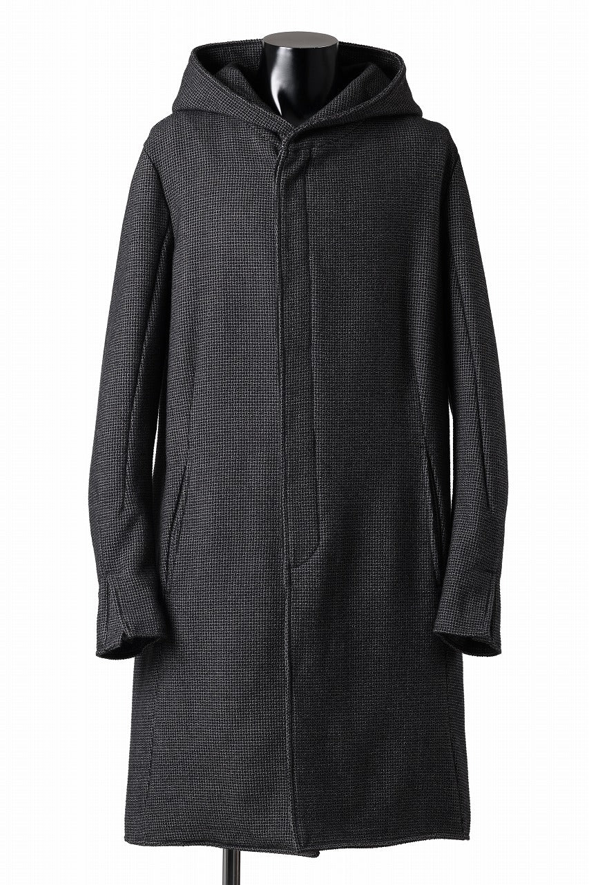 incarnation HOODED W BREAST BUTTON COAT / MICROSCOPIC CHECK WOOL (T91)