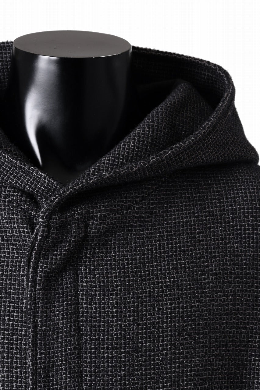 incarnation HOODED W BREAST BUTTON COAT / MICROSCOPIC CHECK WOOL (T91)