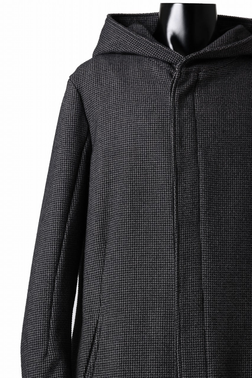 incarnation HOODED W BREAST BUTTON COAT / MICROSCOPIC CHECK WOOL (T91)