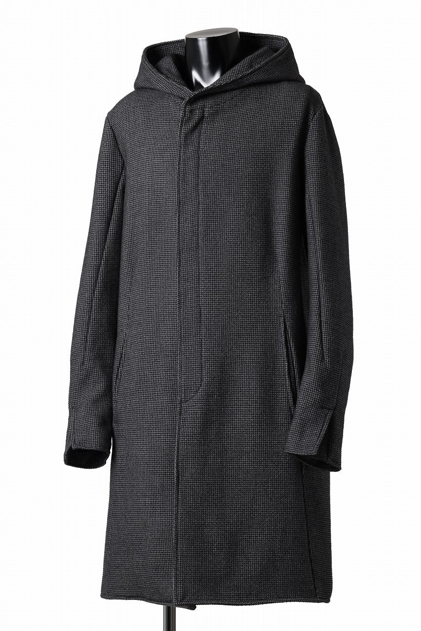 incarnation HOODED W BREAST BUTTON COAT / MICROSCOPIC CHECK WOOL (T91)