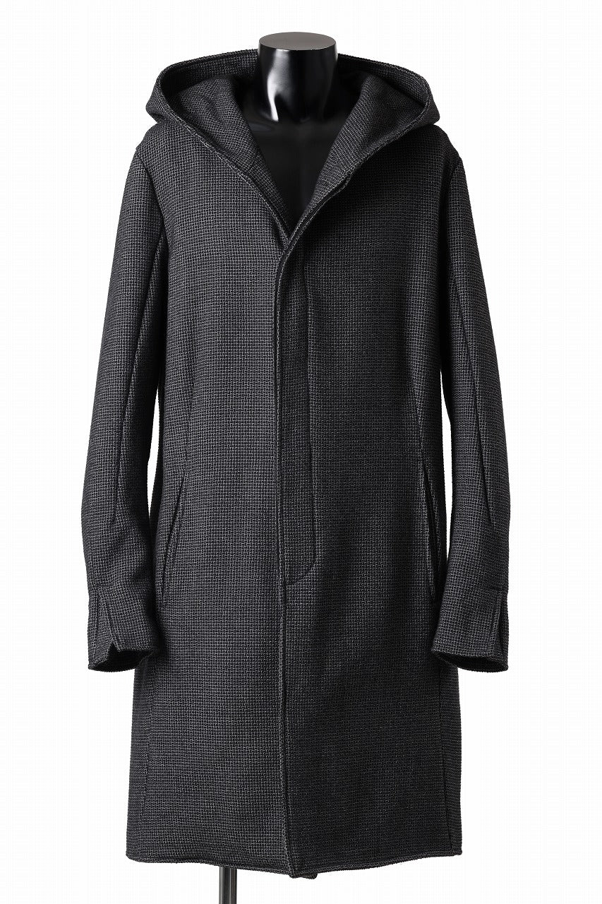 incarnation HOODED W BREAST BUTTON COAT / MICROSCOPIC CHECK WOOL (T91)