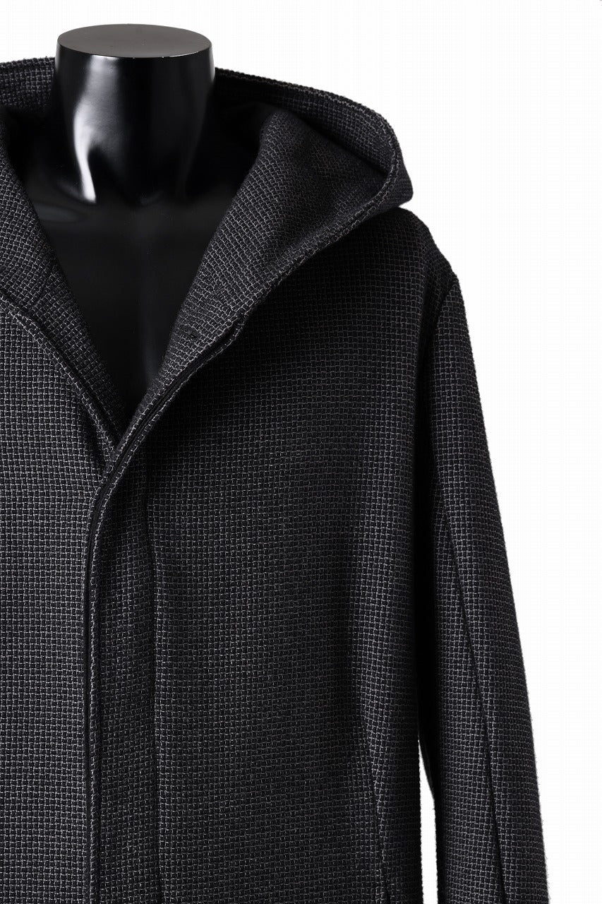 incarnation HOODED W BREAST BUTTON COAT / MICROSCOPIC CHECK WOOL (T91)