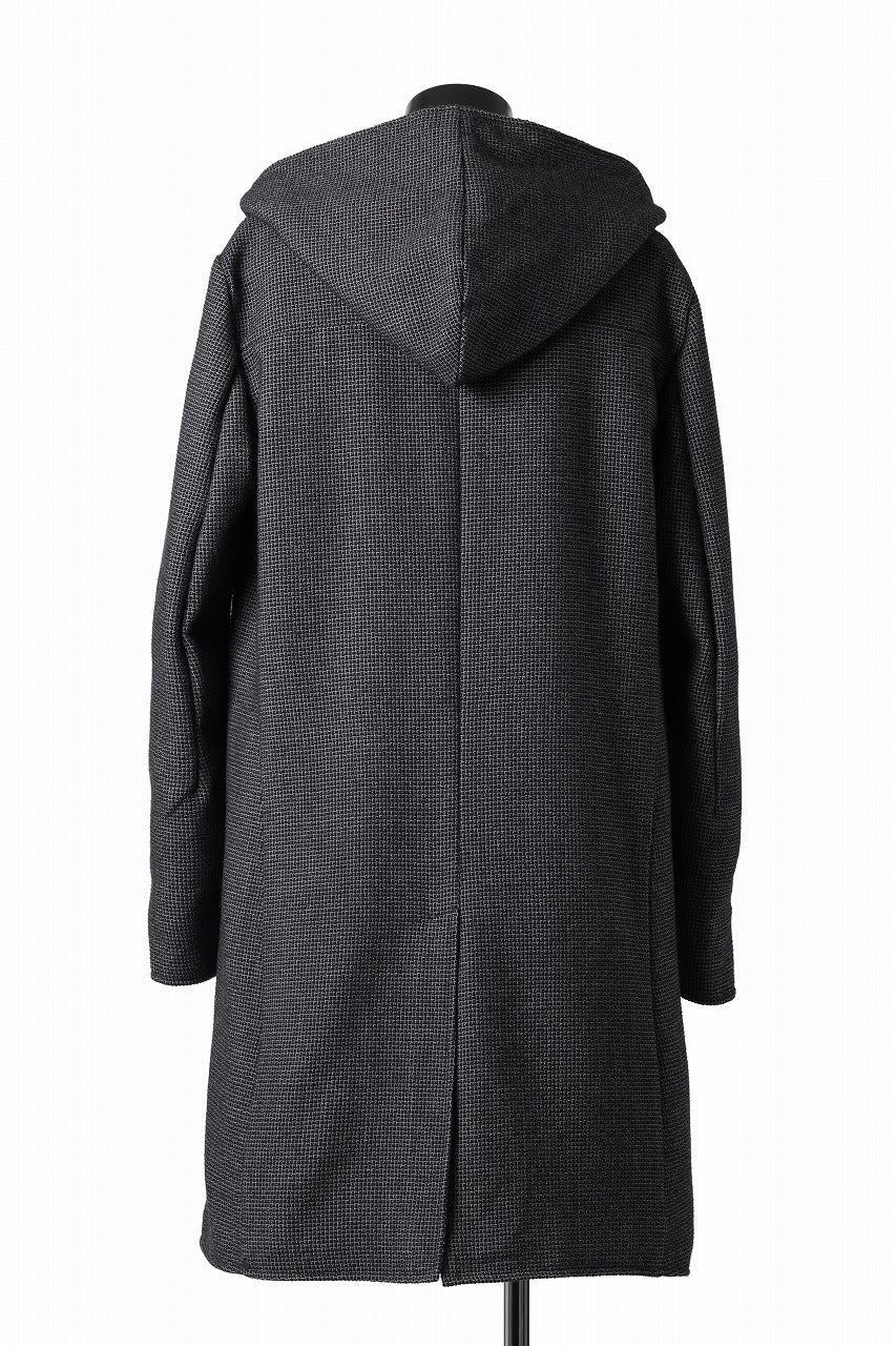 incarnation HOODED W BREAST BUTTON COAT / MICROSCOPIC CHECK WOOL (T91)