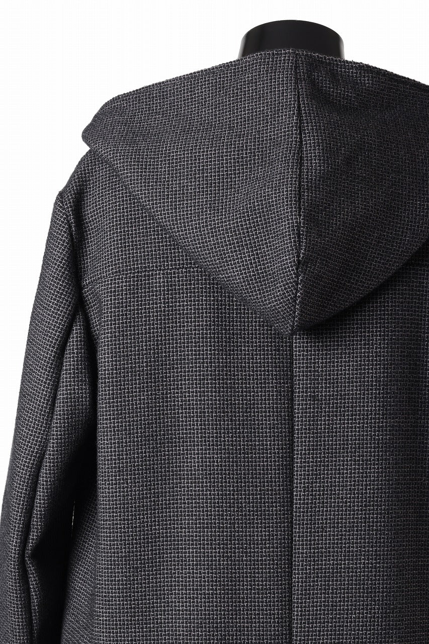 incarnation HOODED W BREAST BUTTON COAT / MICROSCOPIC CHECK WOOL (T91)