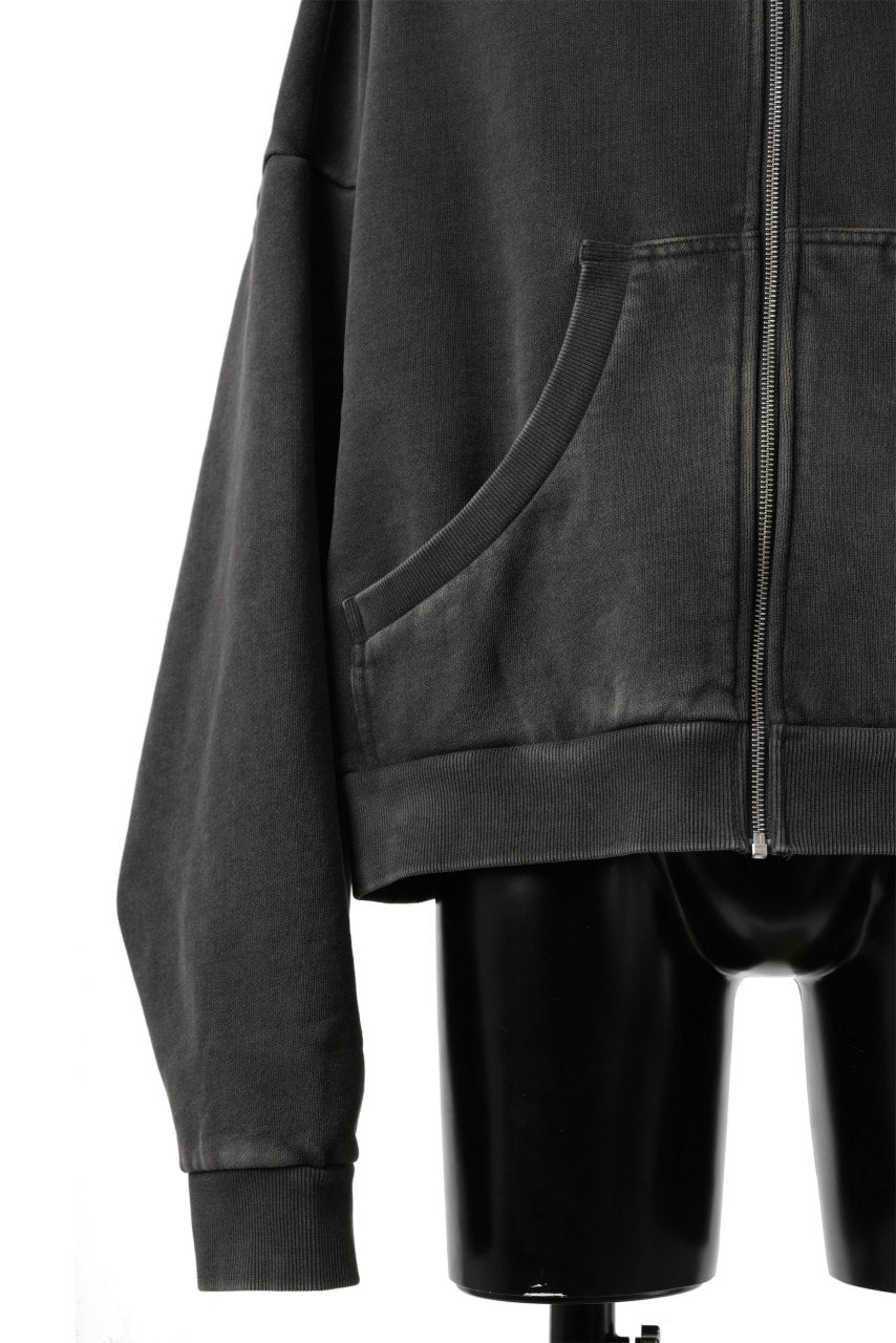 entire studios FULL ZIP SWEAT PARKA (WASHED BLACK)