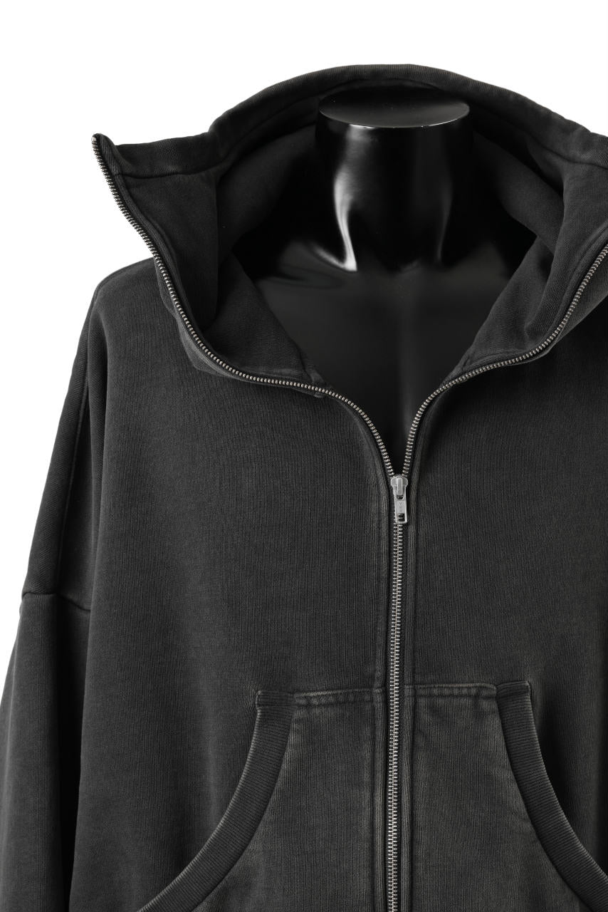 entire studios FULL ZIP SWEAT PARKA (WASHED BLACK)