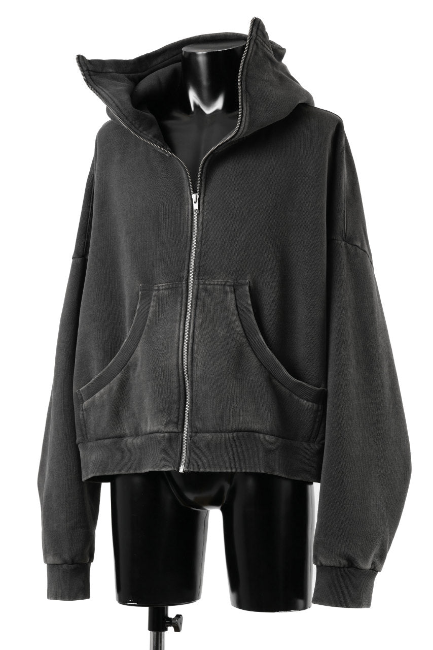 entire studios FULL ZIP SWEAT PARKA (WASHED BLACK)