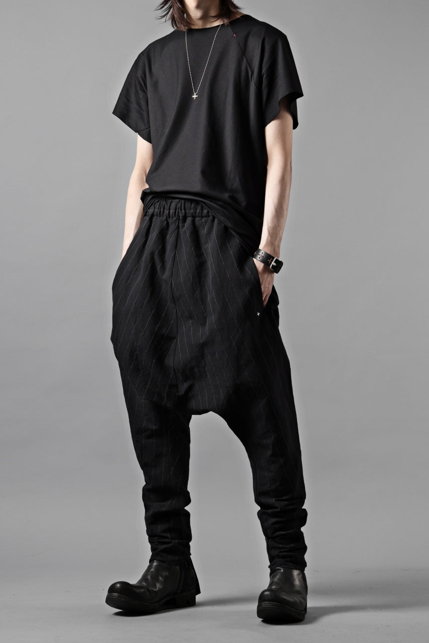Load image into Gallery viewer, m.a+ 2 vertical pocket elastic waist sarrouel / PU521 LCST(BLACK STRIPE)