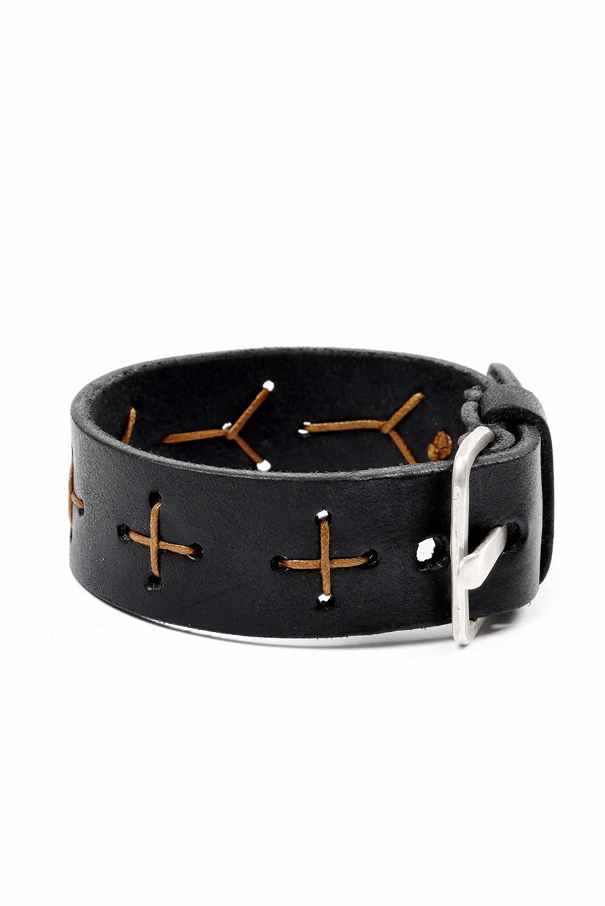 Load image into Gallery viewer, m.a+ cross stitched med wrist band / A-F8E1 GR 3,0 (BLACK)