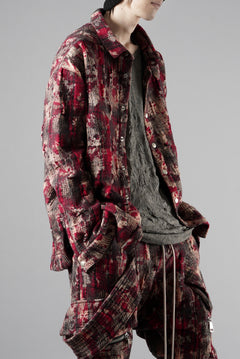 画像をギャラリービューアに読み込む, A.F ARTEFACT SNAPPED SHIRT / JACQUARD ABSTRACT PATTERN (RED)