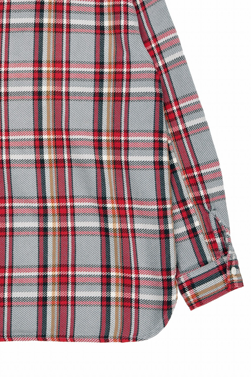 画像をギャラリービューアに読み込む, FULLCOUNT FLANNEL WORK SHIRT / ORIGINAL COTTON CHECK (GRAY x RED)