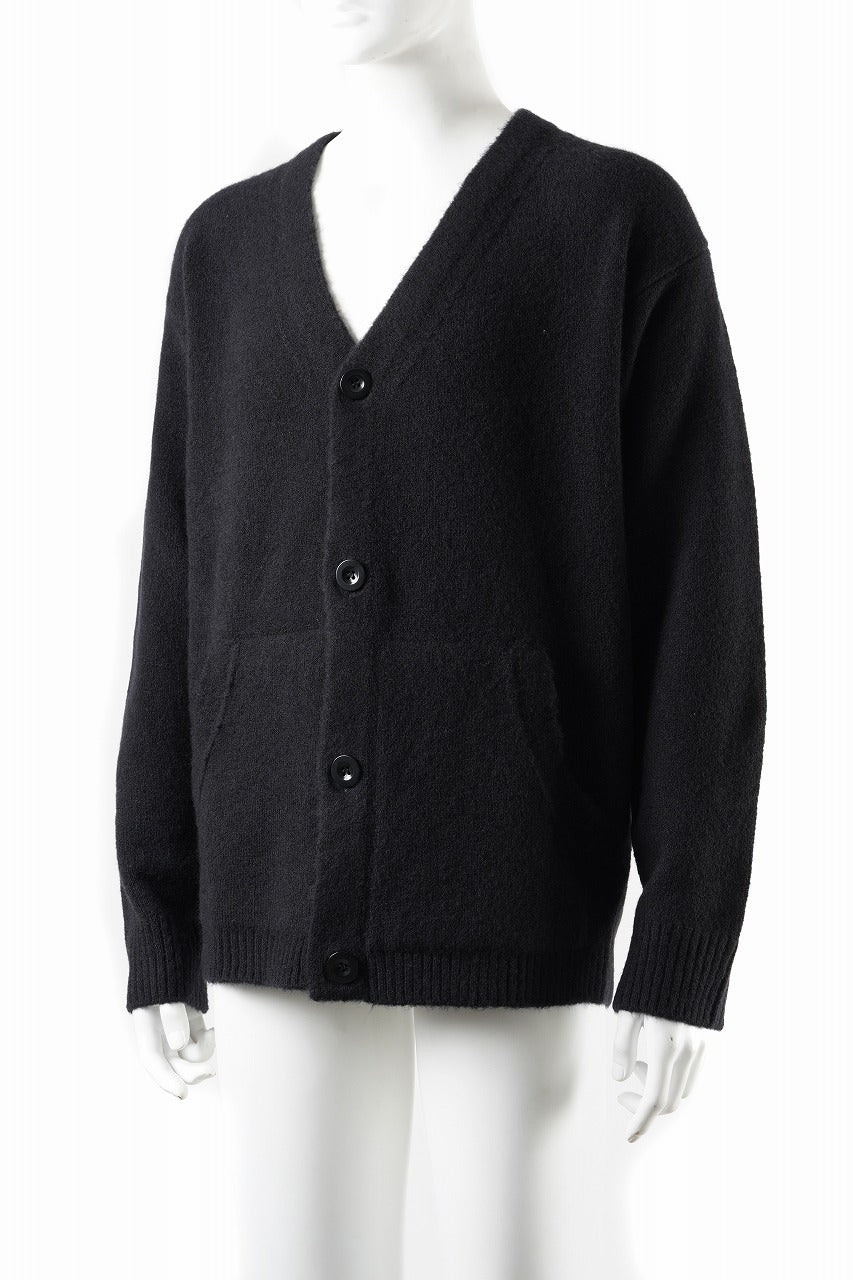 Load image into Gallery viewer, Ten c CARDIGAN / BRUSHED STRETCH WOOL (NERO)
