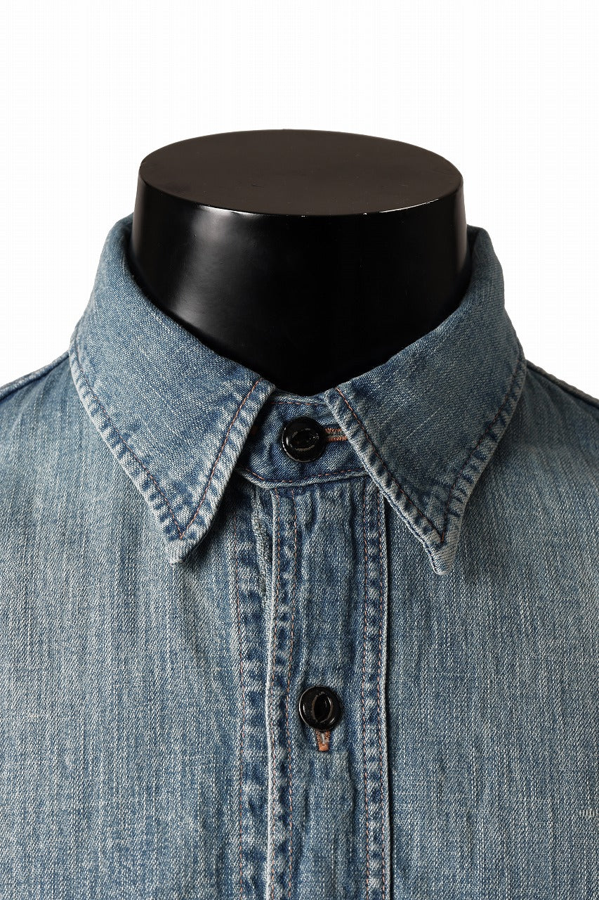 FULLCOUNT WORKING PULLOVER SHIRT / 8oz COTTON LINEN DENIM (INDIGO)