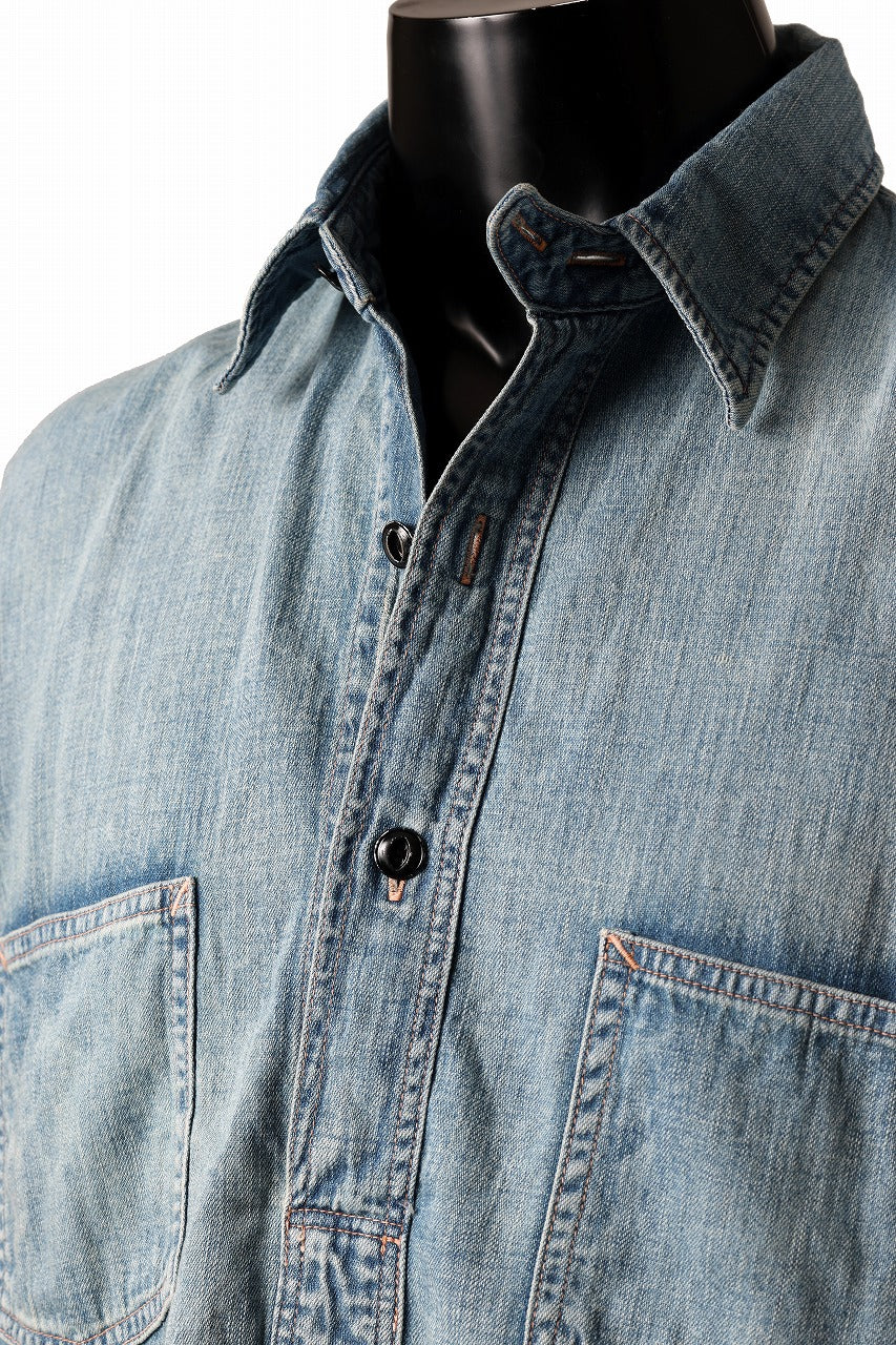 FULLCOUNT WORKING PULLOVER SHIRT / 8oz COTTON LINEN DENIM (INDIGO)