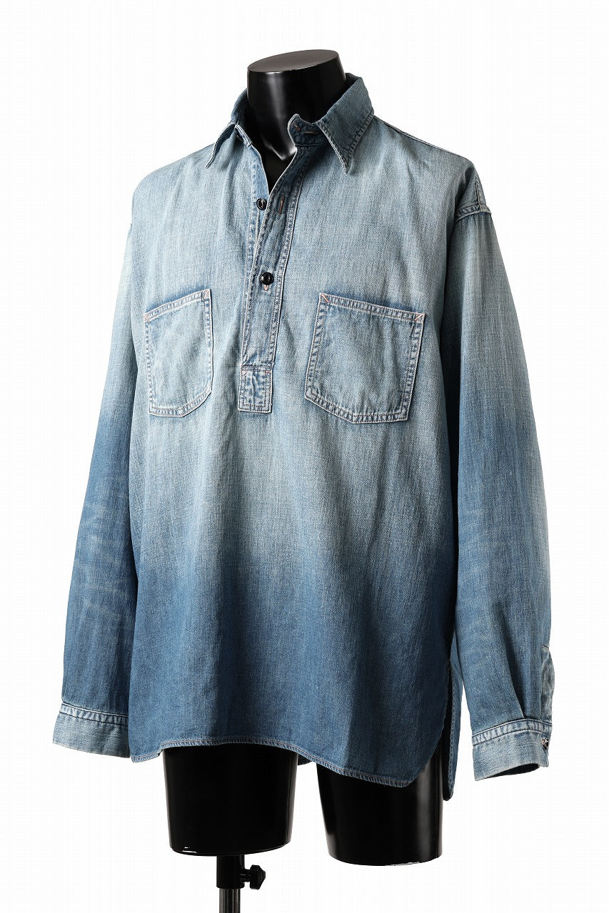 画像をギャラリービューアに読み込む, FULLCOUNT WORKING PULLOVER SHIRT / 8oz COTTON LINEN DENIM (INDIGO)