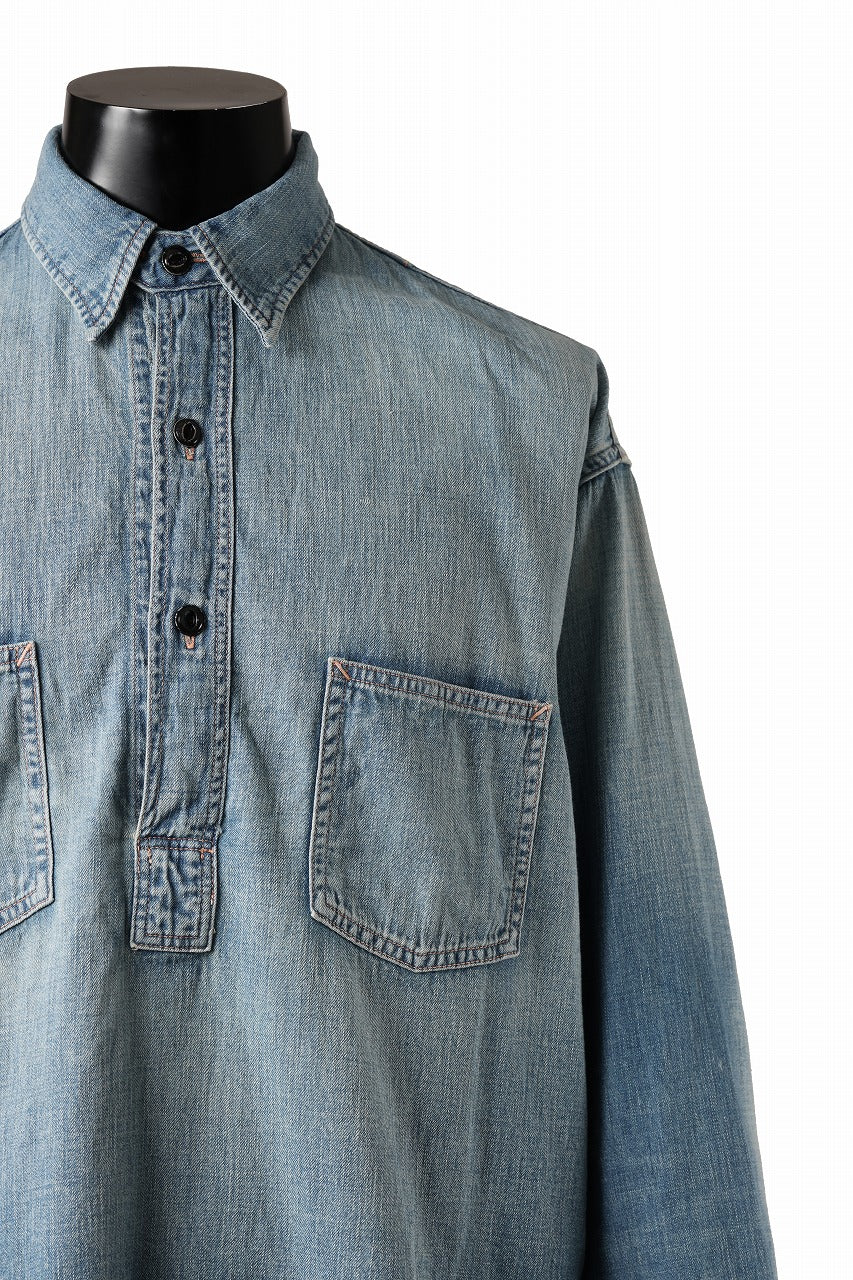 画像をギャラリービューアに読み込む, FULLCOUNT WORKING PULLOVER SHIRT / 8oz COTTON LINEN DENIM (INDIGO)