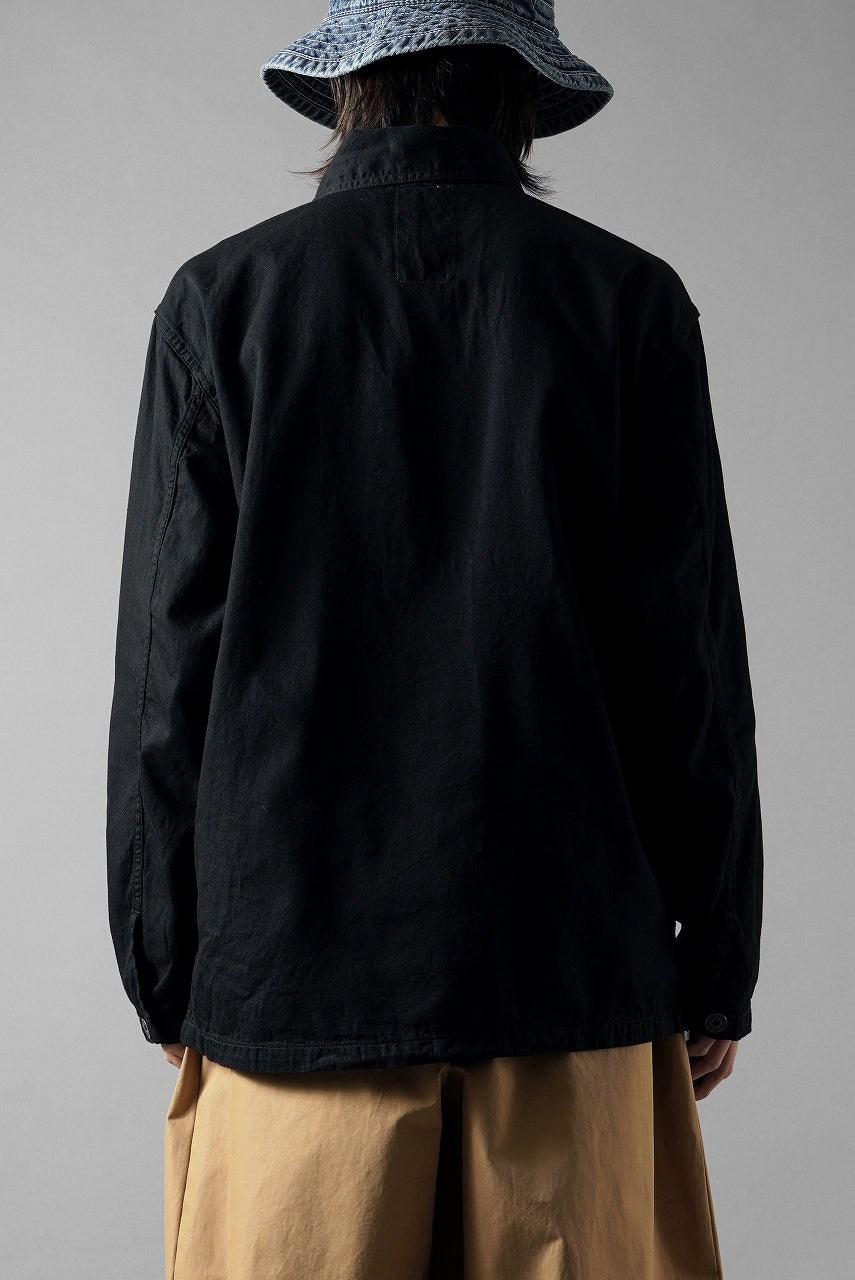 画像をギャラリービューアに読み込む, FULLCOUNT 4097-1 US Army Black Black Denim Pullover Shirt (Black)