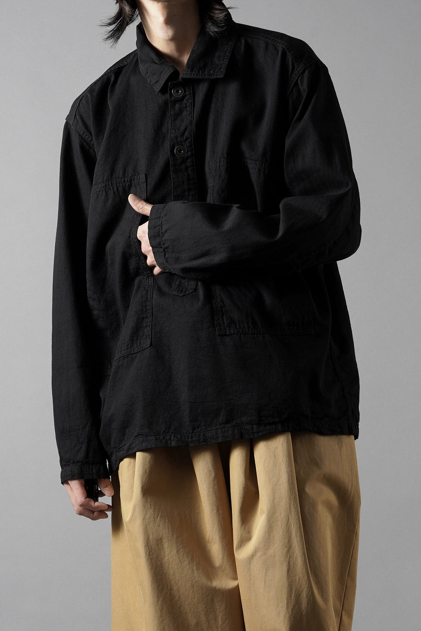 FULLCOUNT 4097-1 US Army Black Black Denim Pullover Shirt (Black