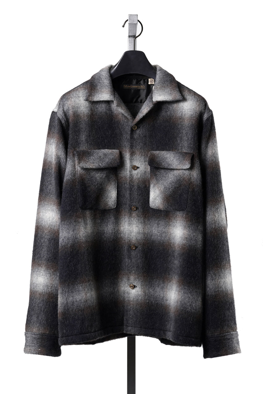 画像をギャラリービューアに読み込む, FULLCOUNT OPEN COLLAR SHIRT / SHAGGY OMBRE CHECK (BLACK)