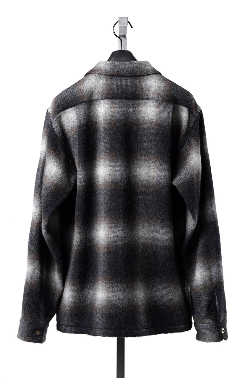 画像をギャラリービューアに読み込む, FULLCOUNT OPEN COLLAR SHIRT / SHAGGY OMBRE CHECK (BLACK)