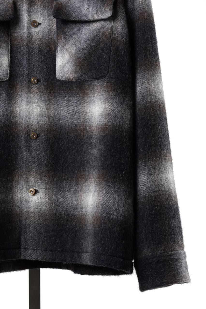 画像をギャラリービューアに読み込む, FULLCOUNT OPEN COLLAR SHIRT / SHAGGY OMBRE CHECK (BLACK)
