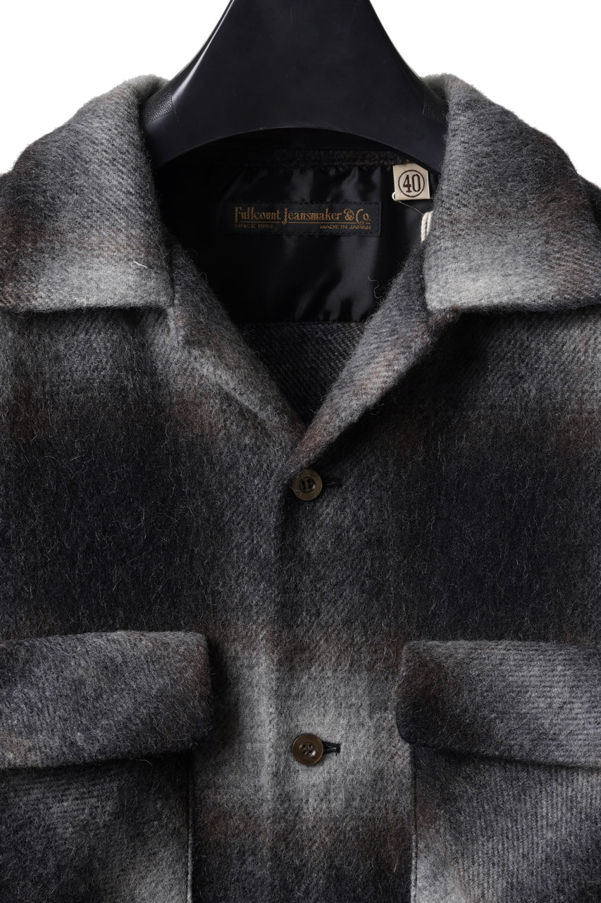 画像をギャラリービューアに読み込む, FULLCOUNT OPEN COLLAR SHIRT / SHAGGY OMBRE CHECK (BLACK)