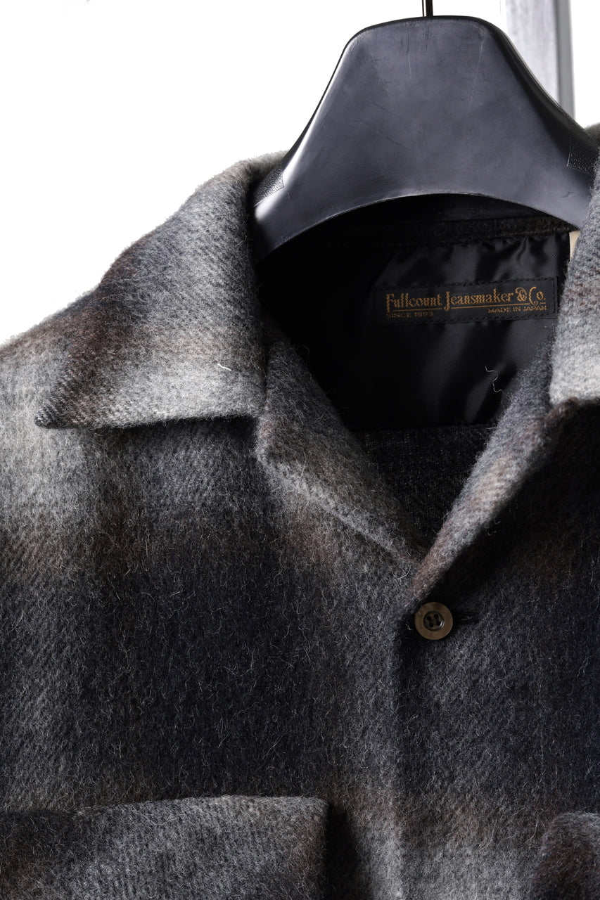 画像をギャラリービューアに読み込む, FULLCOUNT OPEN COLLAR SHIRT / SHAGGY OMBRE CHECK (BLACK)