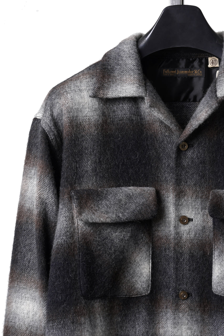 画像をギャラリービューアに読み込む, FULLCOUNT OPEN COLLAR SHIRT / SHAGGY OMBRE CHECK (BLACK)