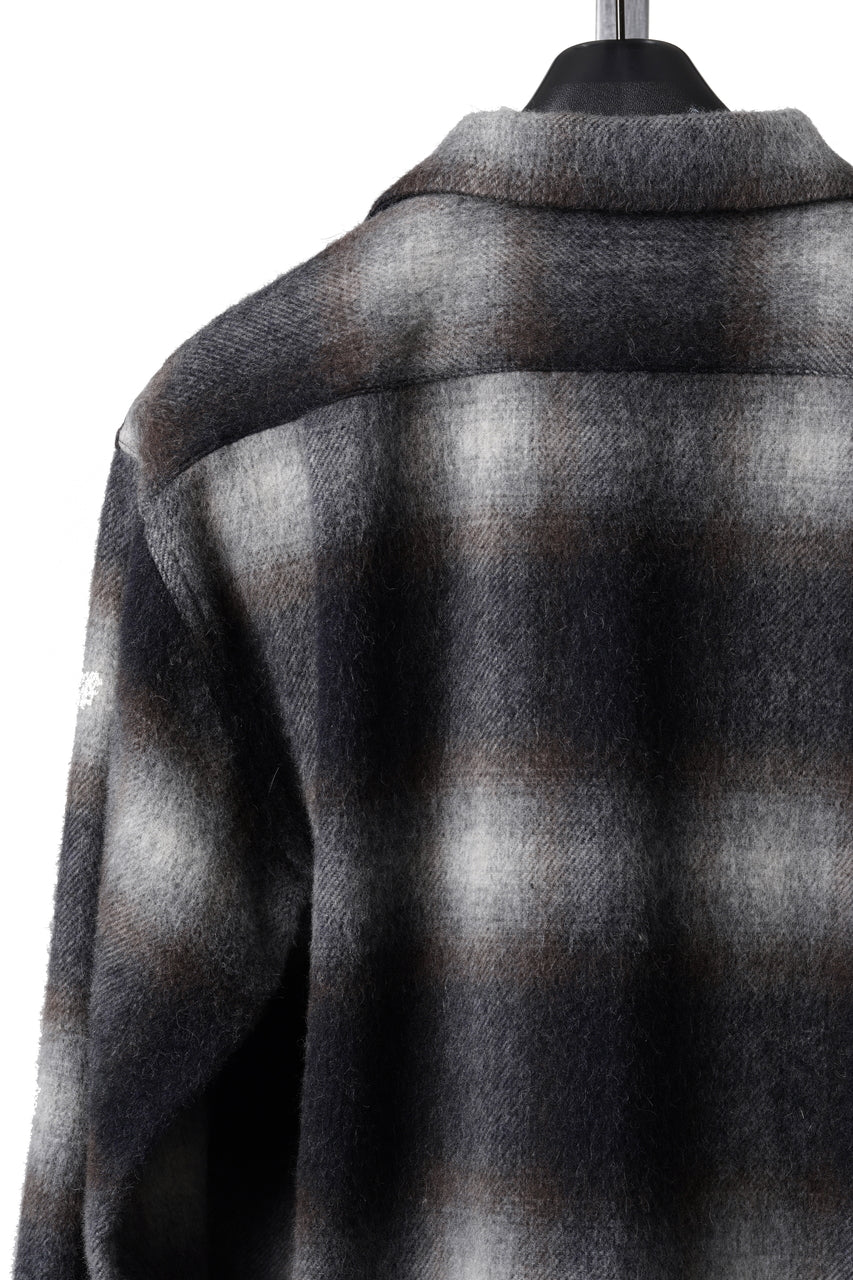 画像をギャラリービューアに読み込む, FULLCOUNT OPEN COLLAR SHIRT / SHAGGY OMBRE CHECK (BLACK)