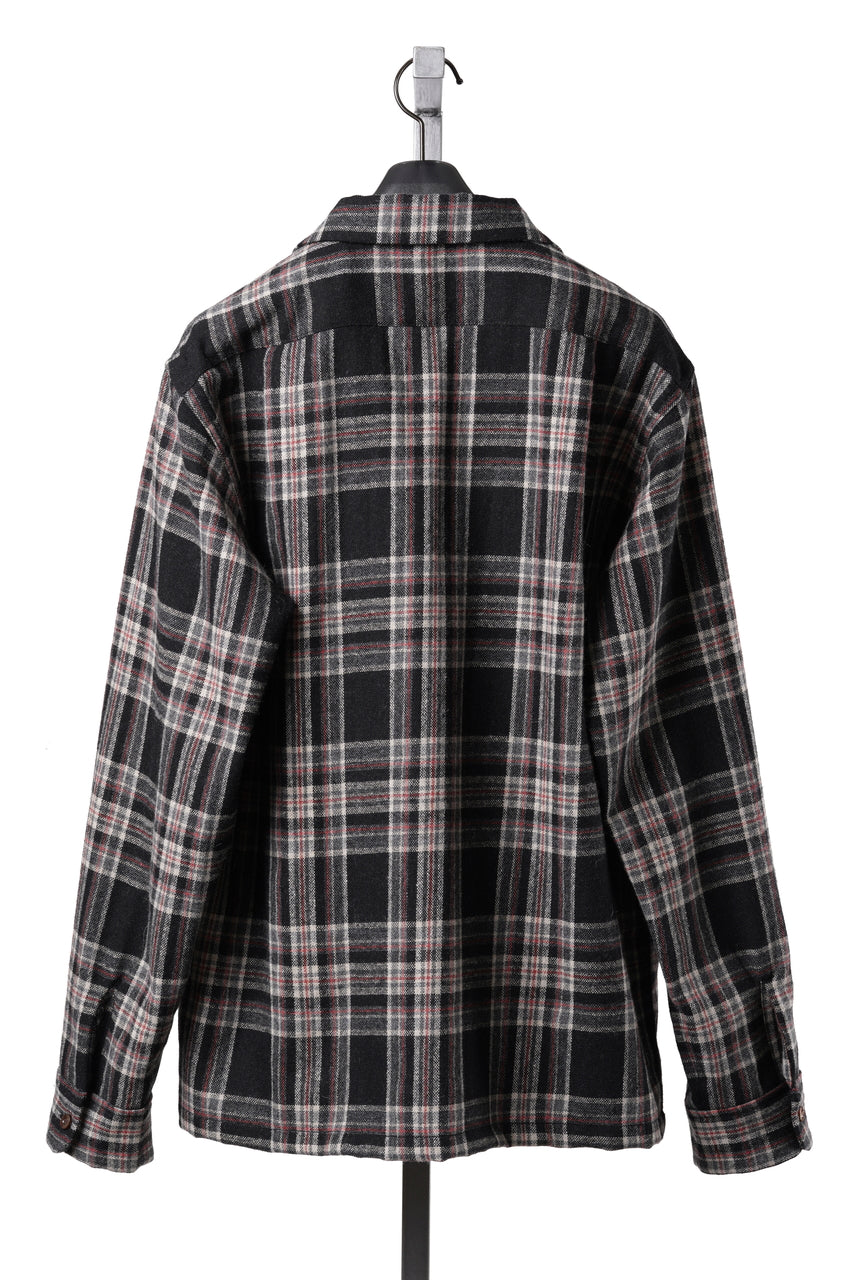 画像をギャラリービューアに読み込む, FULLCOUNT OPEN COLLAR SHIRT / WOOL TWILL TARTAN CHECK (BLACK)