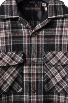画像をギャラリービューアに読み込む, FULLCOUNT OPEN COLLAR SHIRT / WOOL TWILL TARTAN CHECK (BLACK)