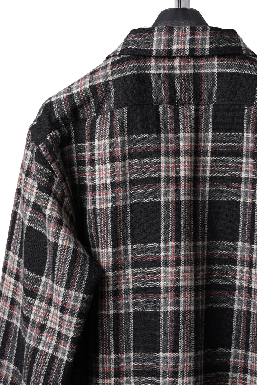 画像をギャラリービューアに読み込む, FULLCOUNT OPEN COLLAR SHIRT / WOOL TWILL TARTAN CHECK (BLACK)