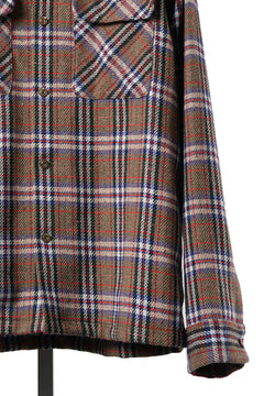 画像をギャラリービューアに読み込む, FULLCOUNT OPEN COLLAR SHIRT / WOOL TWILL TARTAN CHECK (KHAKI)
