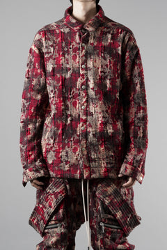 画像をギャラリービューアに読み込む, A.F ARTEFACT SNAPPED SHIRT / JACQUARD ABSTRACT PATTERN (RED)