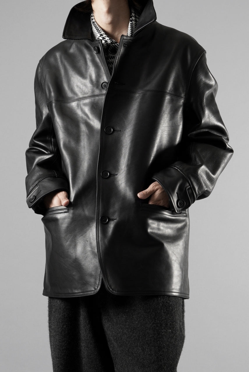 Load image into Gallery viewer, Y&#39;s for men x MASSES LEATHER CAR COAT / MA HORSE LEATHER (BLACK)