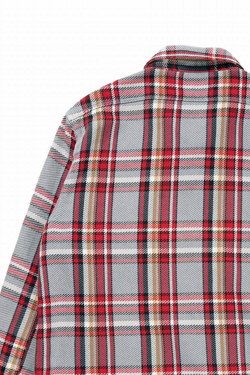 画像をギャラリービューアに読み込む, FULLCOUNT FLANNEL WORK SHIRT / ORIGINAL COTTON CHECK (GRAY x RED)