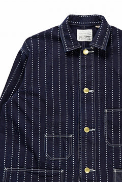 画像をギャラリービューアに読み込む, FULLCOUNT WABASH CHOREJACKET / INDIGO DYED DRILL with WASH STAR STRIPE (INDIGO / ONE WASHED)