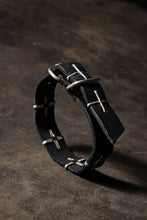 Load image into Gallery viewer, m.a+ thin silver cross studded wrist band / A-F2BL1 GR2,0 (BLACK)