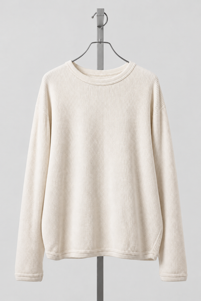 FULLCOUNT HEAVY WEIGHT WAFFLE LONG SLEEVE T SHIRT / ORIGINAL 20//- TIGHT TENSION COTTON (ECRU)