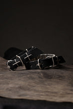 Load image into Gallery viewer, m.a+ thin silver cross studded wrist band / A-F2BL1 GR2,0 (BLACK)