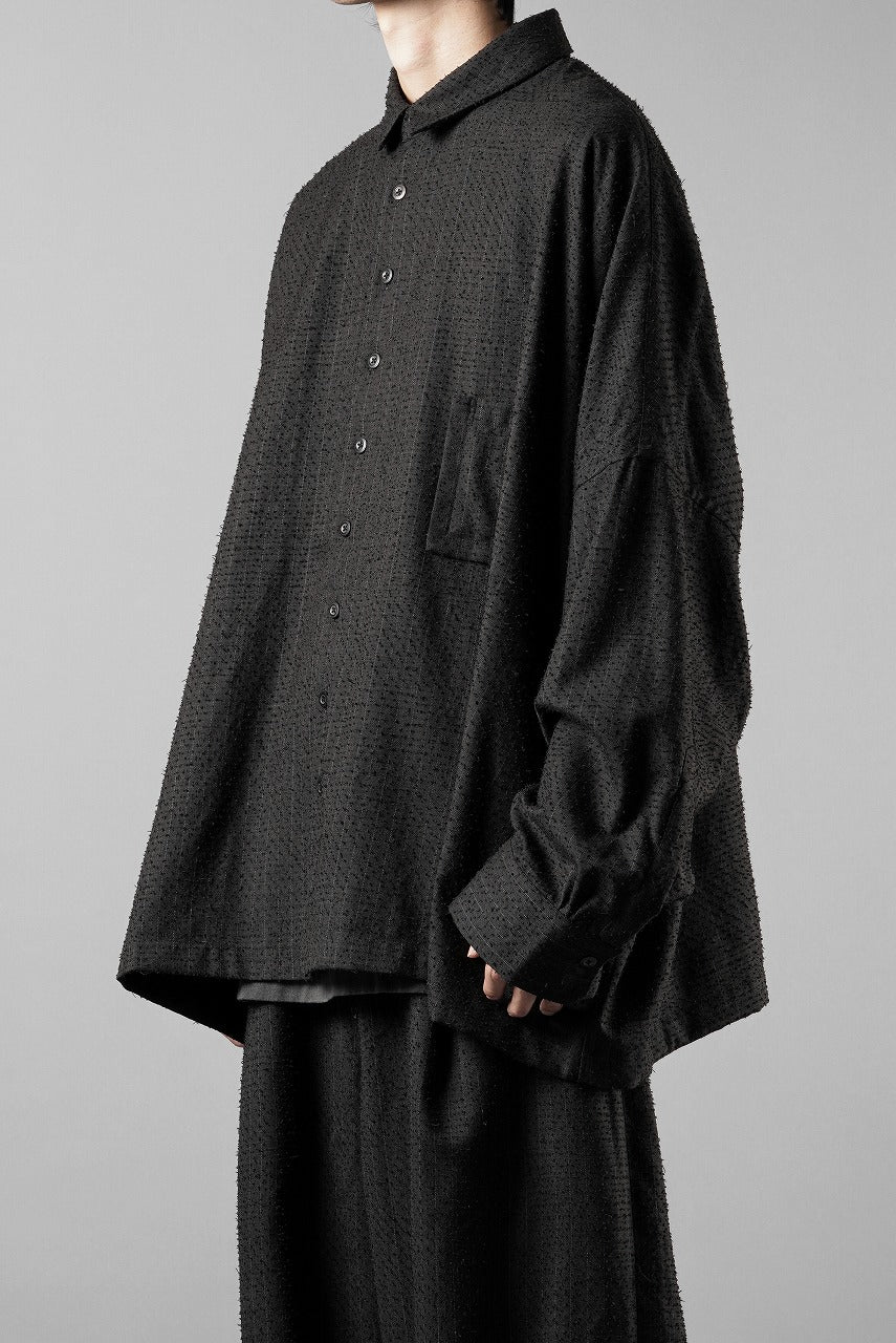 画像をギャラリービューアに読み込む, KLASICA EXTRA WIDE OUTER SHIRTS / FORK NEEDLE PUNCH SUPER 100&#39;s PENCIL STRIPE (IRON BROWN STRIPES)