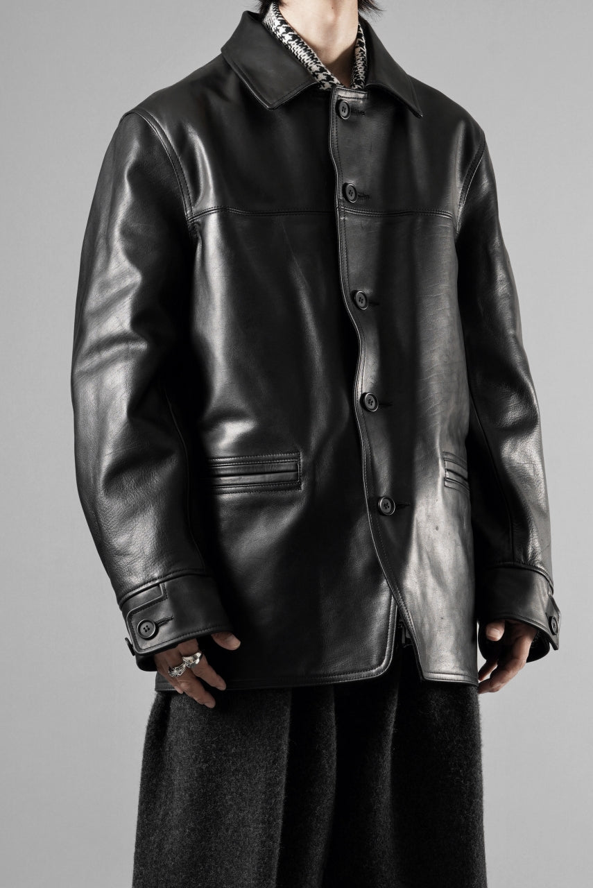 Load image into Gallery viewer, Y&#39;s for men x MASSES LEATHER CAR COAT / MA HORSE LEATHER (BLACK)