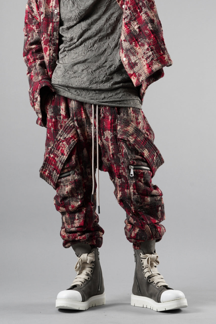 A.F ARTEFACT BELTED DETAIL JOGGER / JACQUARD ABSTRACT PATTERN (RED)