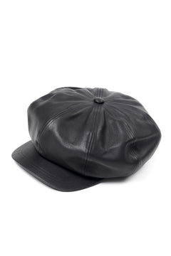 画像をギャラリービューアに読み込む, ISAMU KATAYAMA BACKLASH LEATHER CASQUETTE / JP-STEER SOFT SHRINK (BLACK)