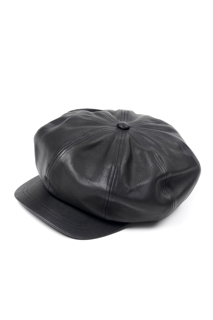 ISAMU KATAYAMA BACKLASH LEATHER CASQUETTE / JP-STEER SOFT SHRINK