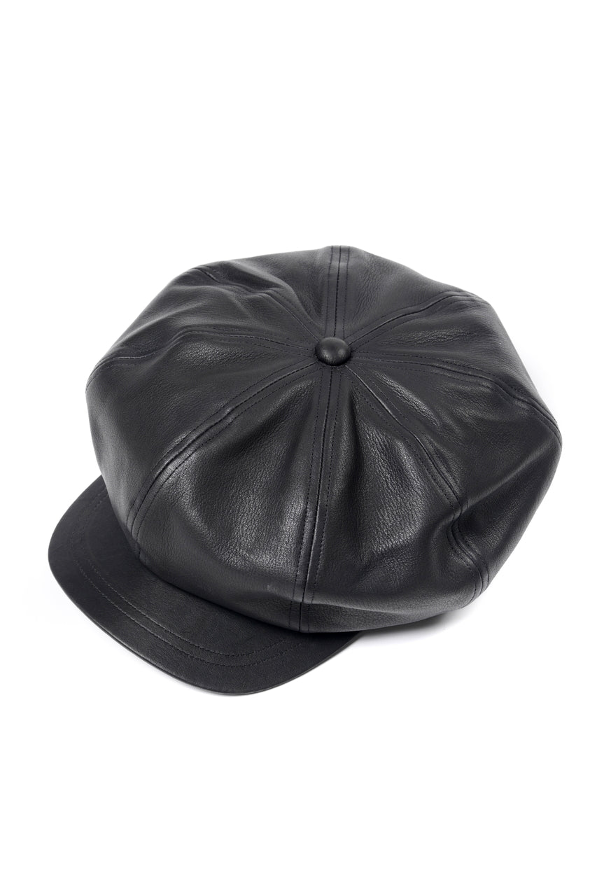 画像をギャラリービューアに読み込む, ISAMU KATAYAMA BACKLASH LEATHER CASQUETTE / JP-STEER SOFT SHRINK (BLACK)