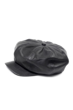 画像をギャラリービューアに読み込む, ISAMU KATAYAMA BACKLASH LEATHER CASQUETTE / JP-STEER SOFT SHRINK (BLACK)