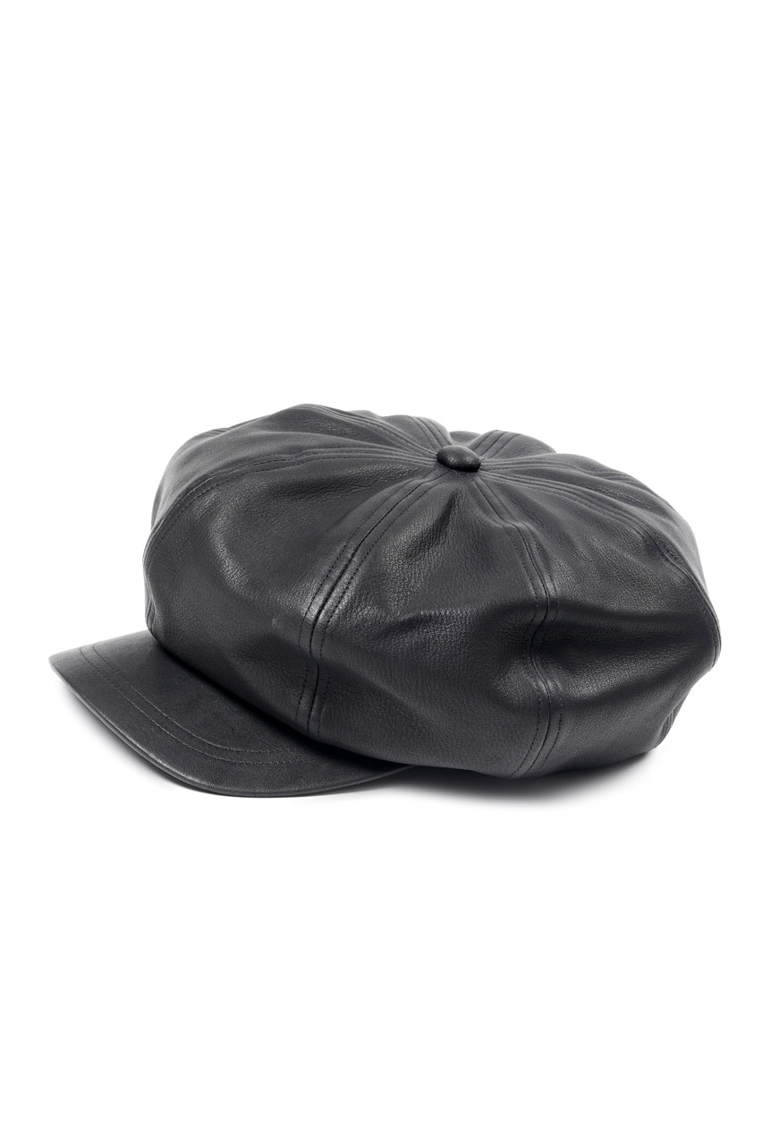 画像をギャラリービューアに読み込む, ISAMU KATAYAMA BACKLASH LEATHER CASQUETTE / JP-STEER SOFT SHRINK (BLACK)